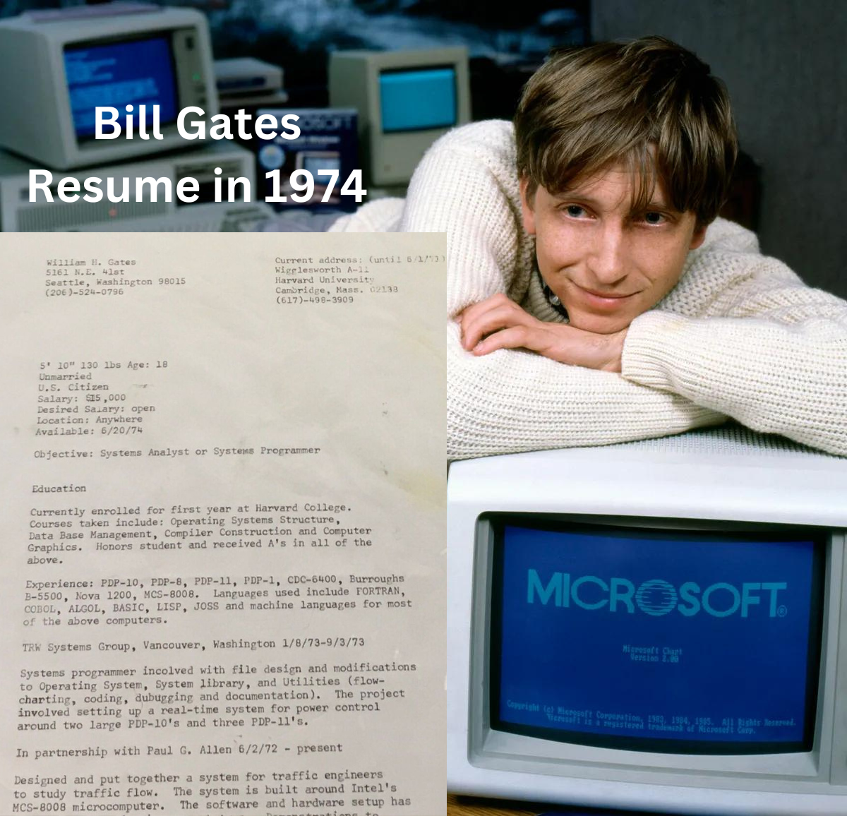 bill gates resume 1974